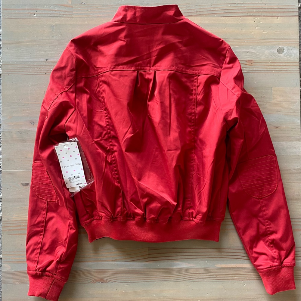 NWT Red Reversible Bomber Moto Jacket Coat XS S - Picture 3 of 8